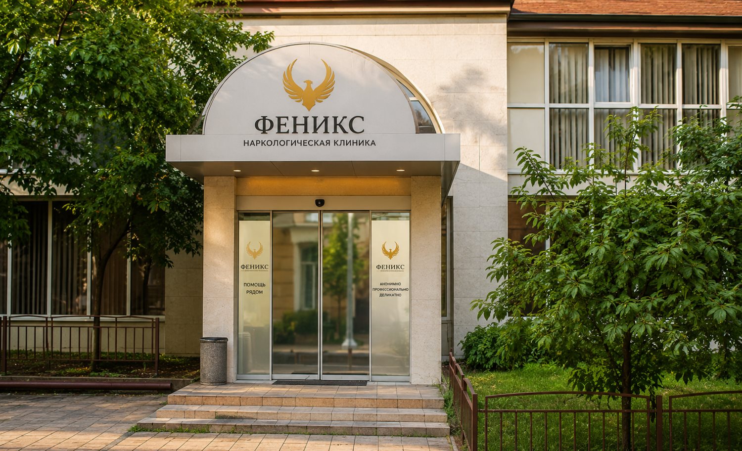 Вход в наркологическую клинику «Феникс» в Нюрбе